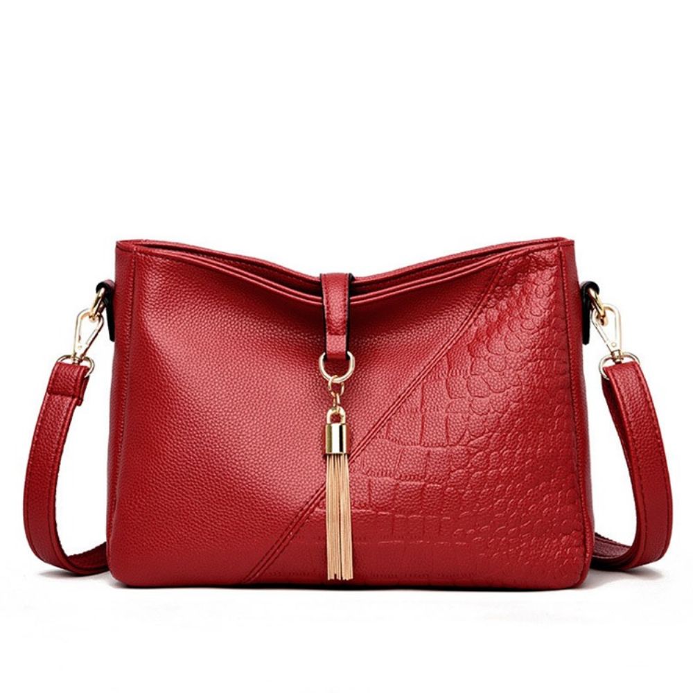 Bolsas Crossbody Femininas Retangulares Em Pu Com Relevo Jacaré