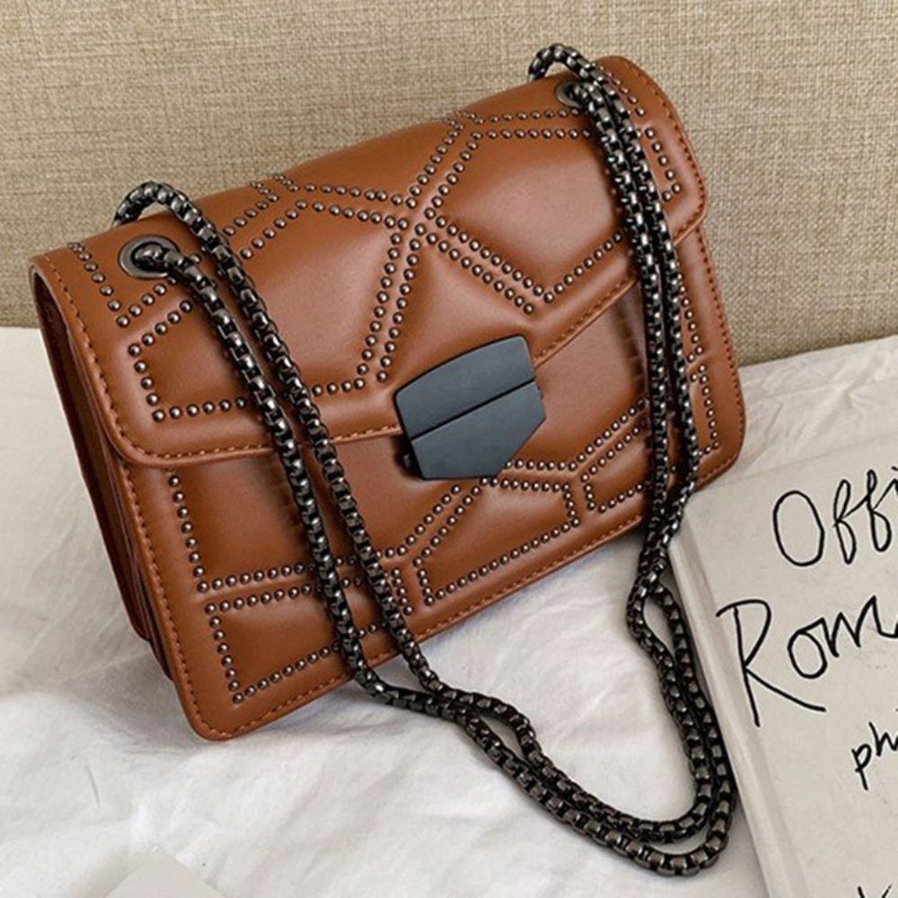 Bolsas Crossbody Retangulares Retangulares Em Pu Rebite