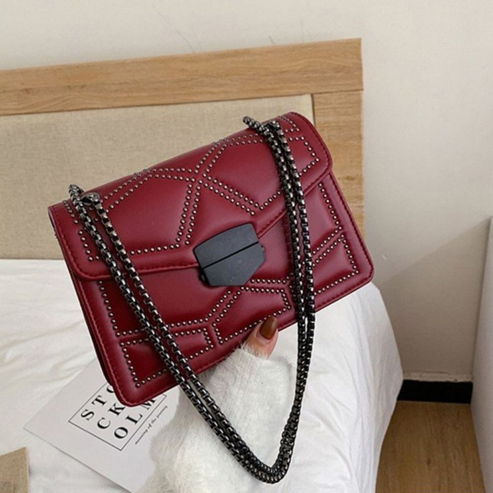 Bolsas Crossbody Retangulares Retangulares Em Pu Rebite