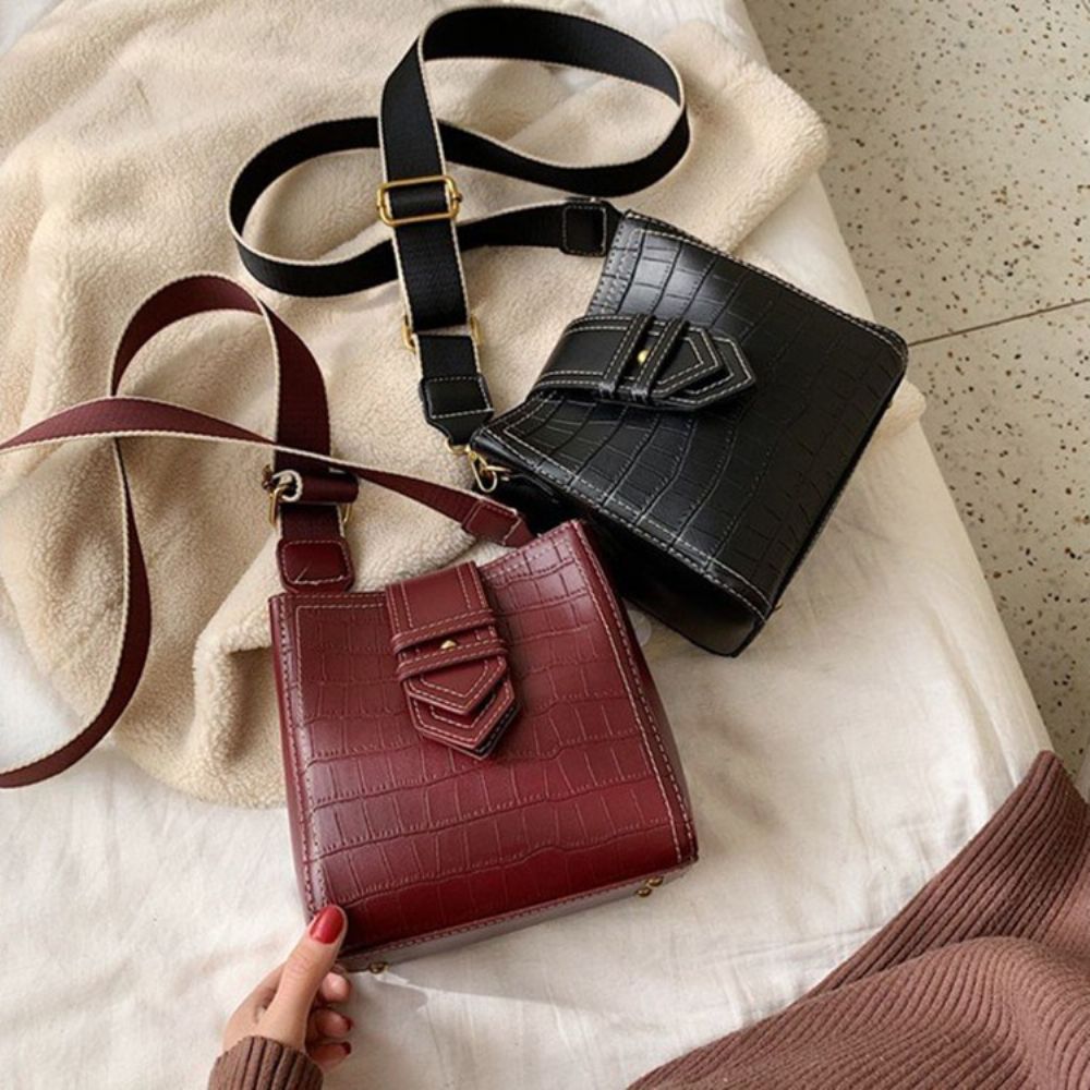 Bolsas Crossbody Retangulares De Pu Com Relevo De Jacaré