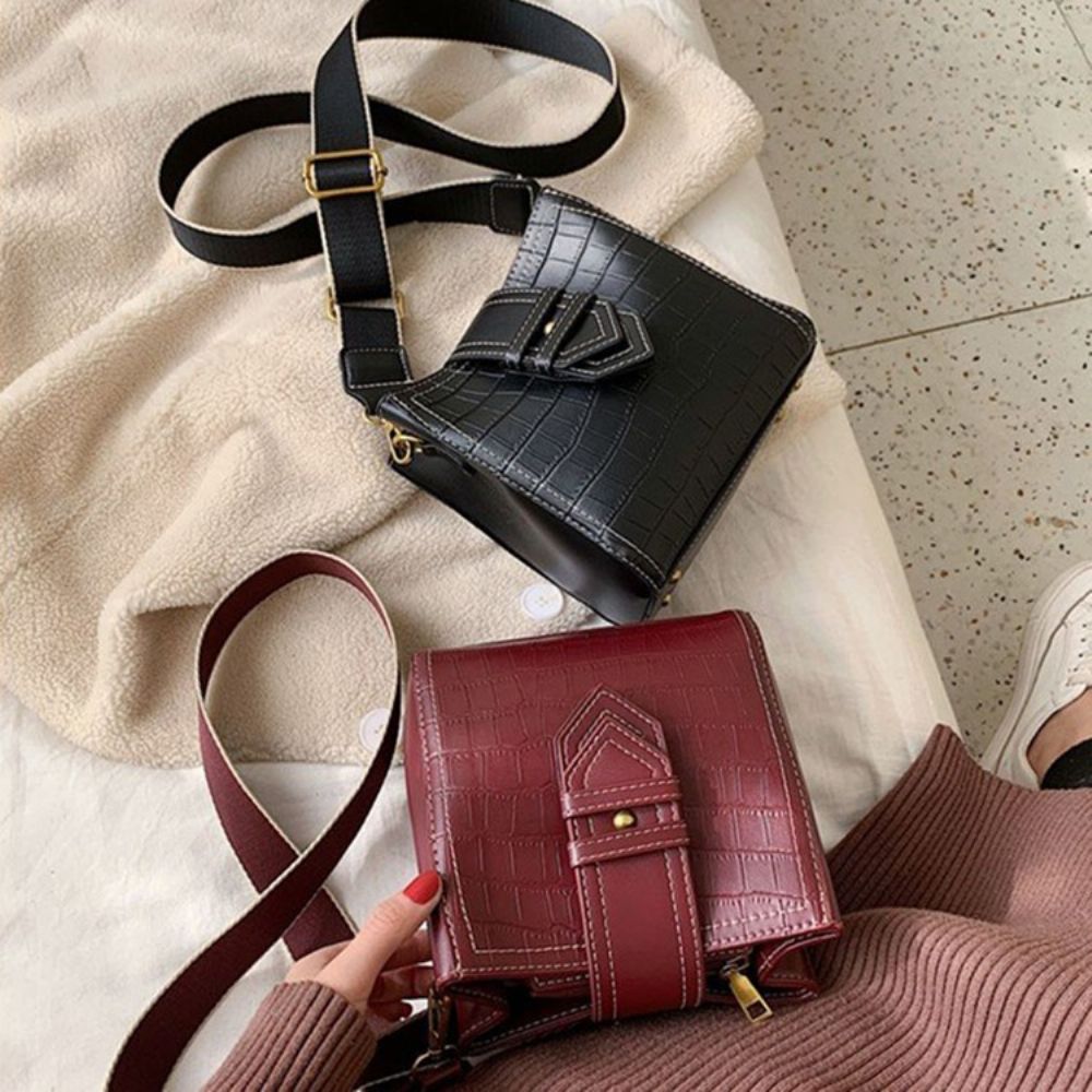 Bolsas Crossbody Retangulares De Pu Com Relevo De Jacaré