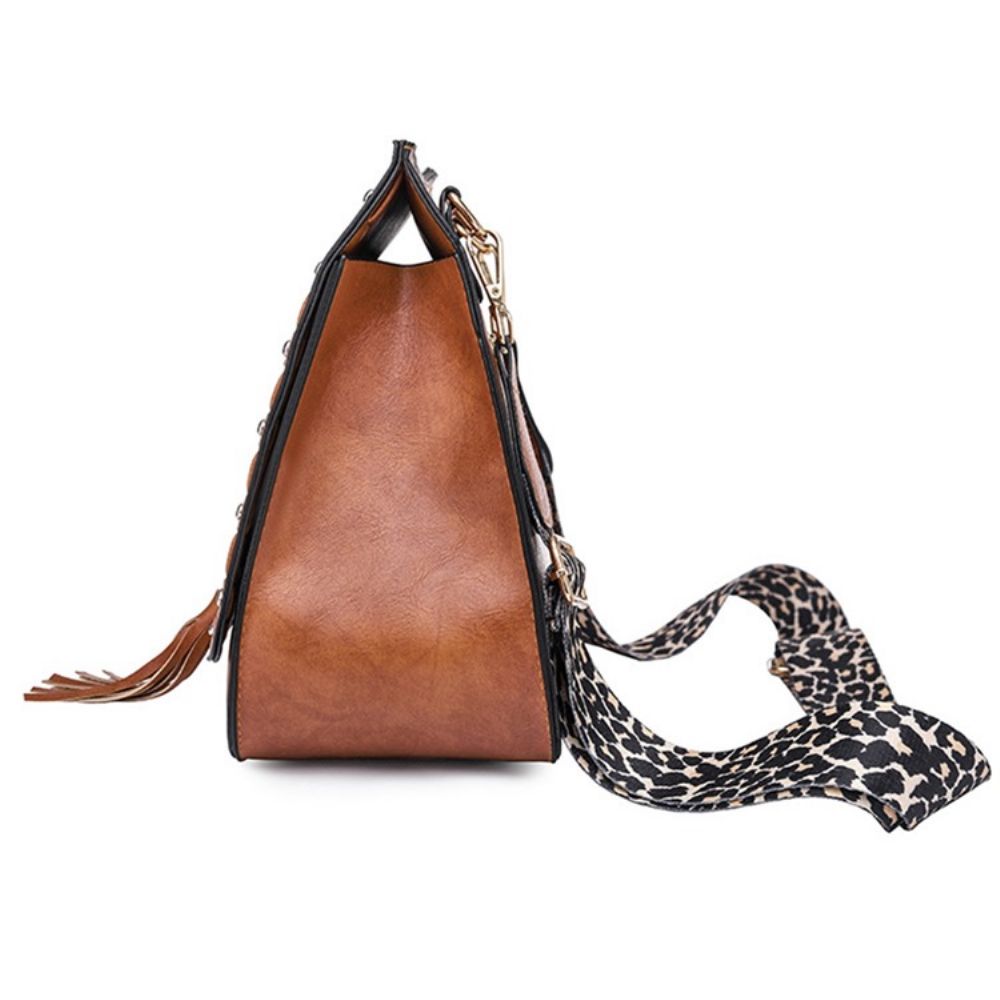 Bolsas De Ombro Com Rebite Pu Leopardo