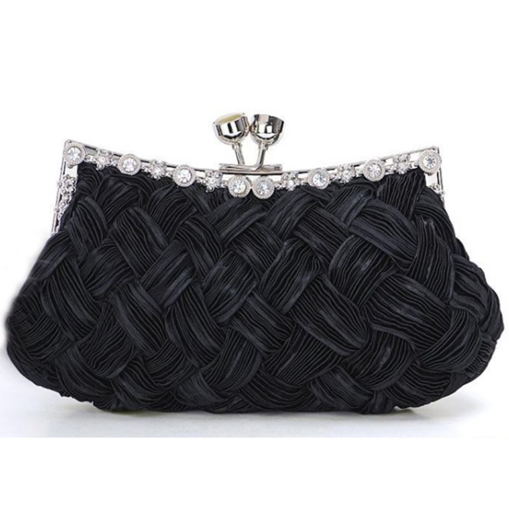 Bolsa Elegante De Strass De Cetim Para Casamento Noite (7 Cores)