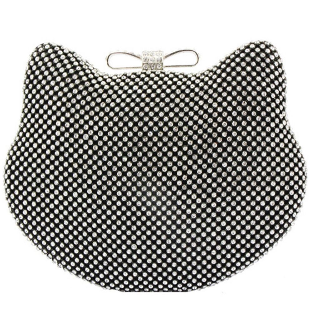 Clutch Diamante Brilhante Em Forma De Gato