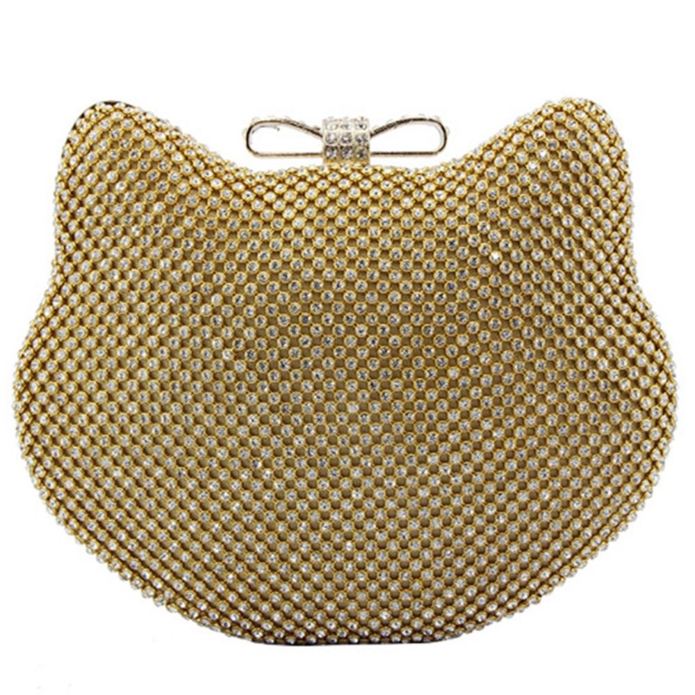 Clutch Diamante Brilhante Em Forma De Gato