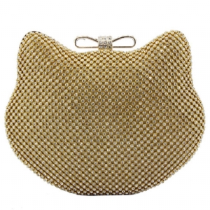 Clutch Diamante Brilhante Em Forma De Gato