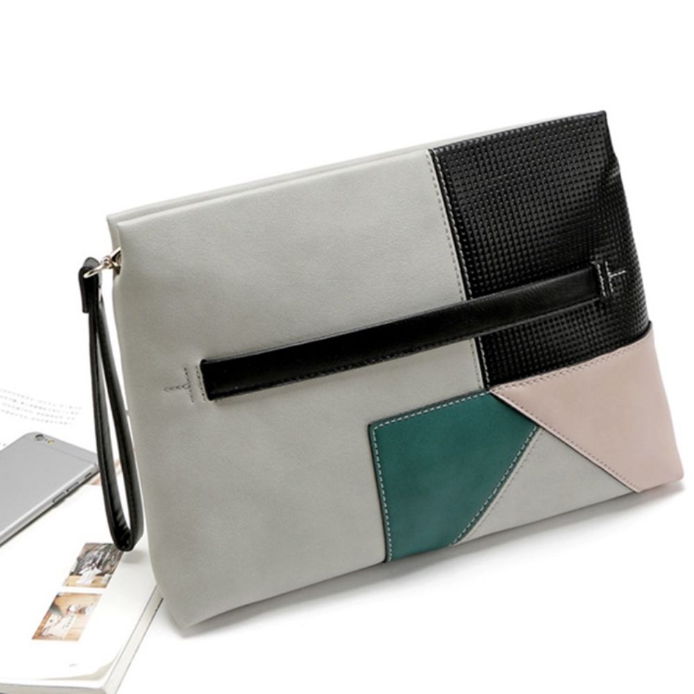 Clutch Feminino Concise Color Block Zipper