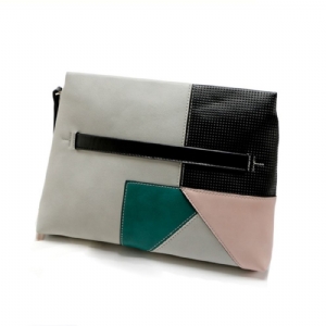 Clutch Feminino Concise Color Block Zipper