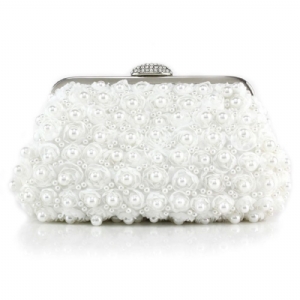 Clutch De Noite Com Decoração Floral Pérola