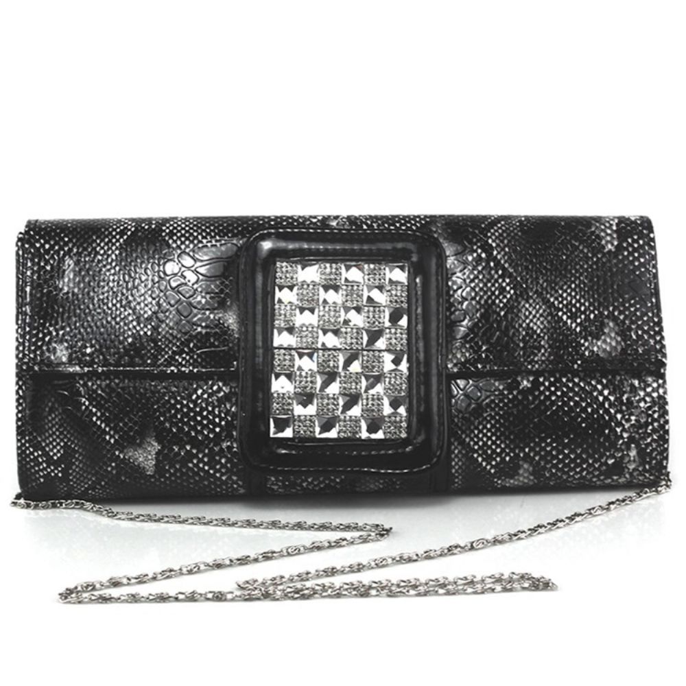 Clutch De Noite Com Estampa Decorada Com Strass