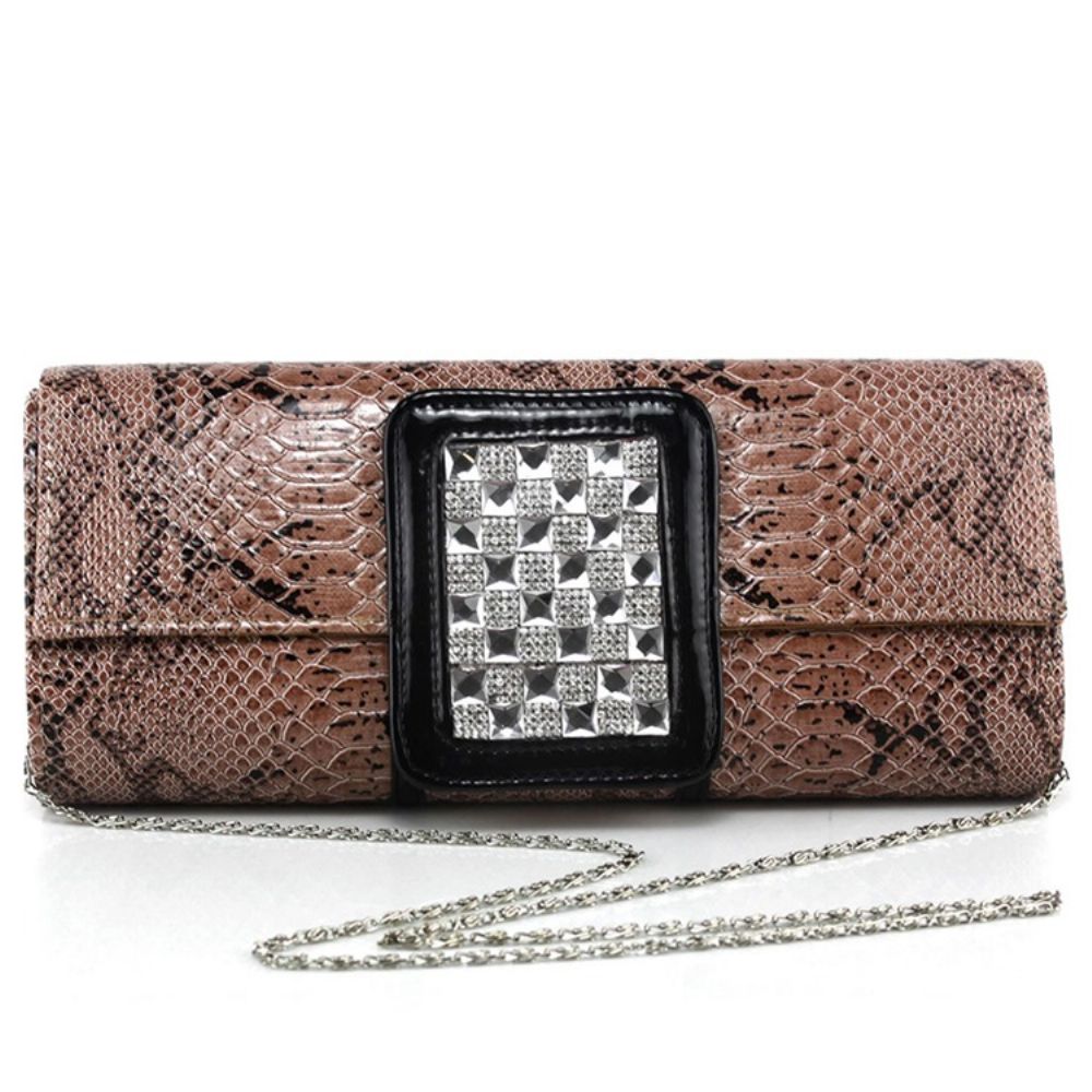 Clutch De Noite Com Estampa Decorada Com Strass