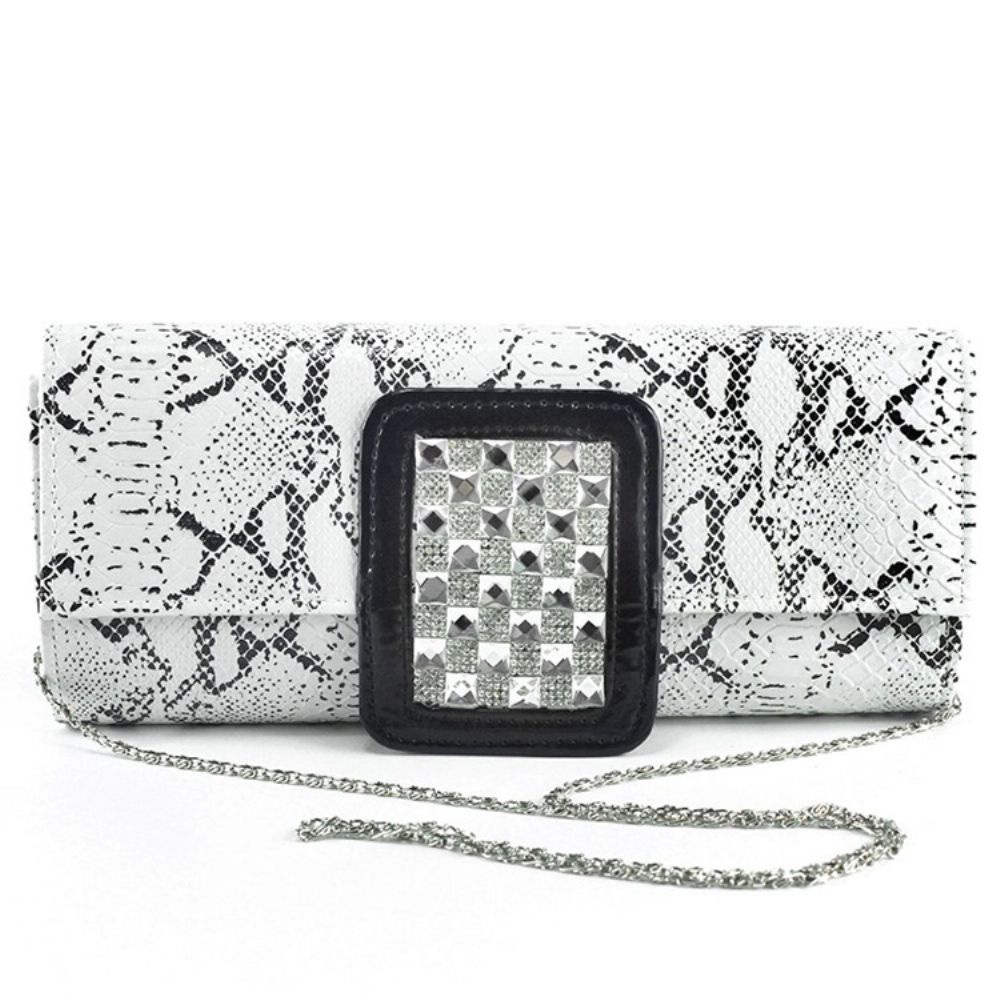 Clutch De Noite Com Estampa Decorada Com Strass