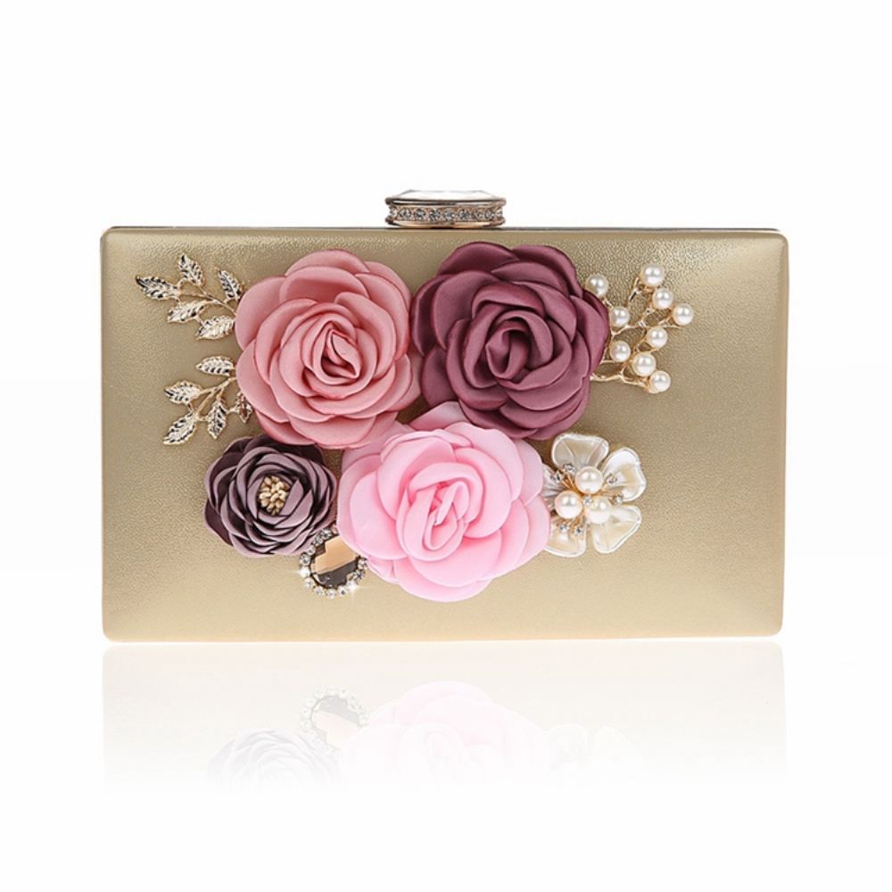 Mini Clutch Feminina Com Adorno De Strass Floral