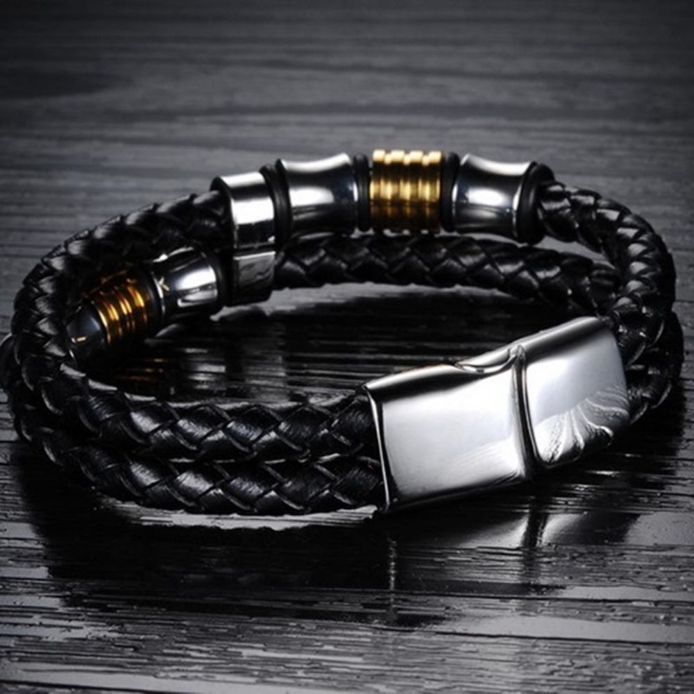 Pulseira Masculina De Tecido De Couro