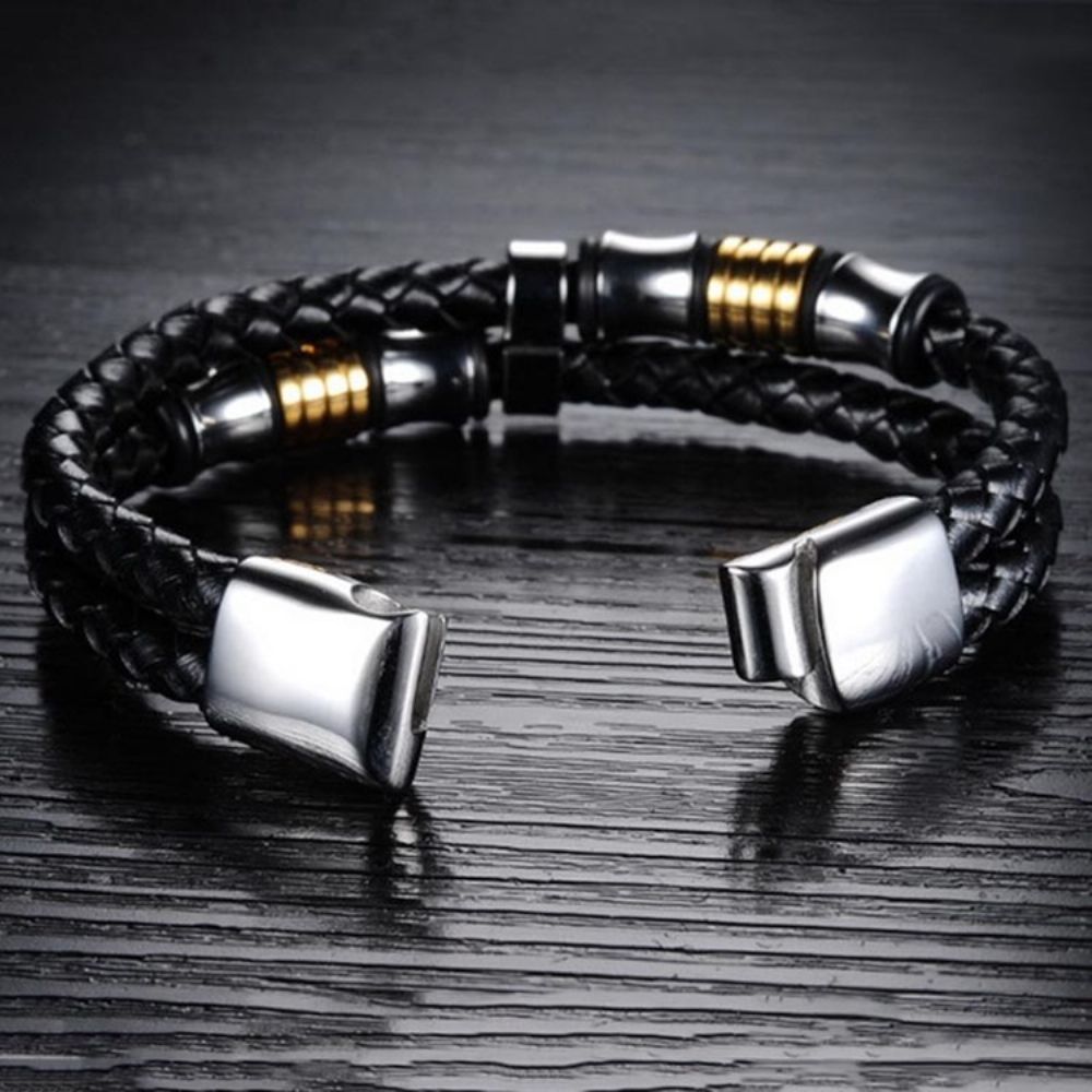 Pulseira Masculina De Tecido De Couro