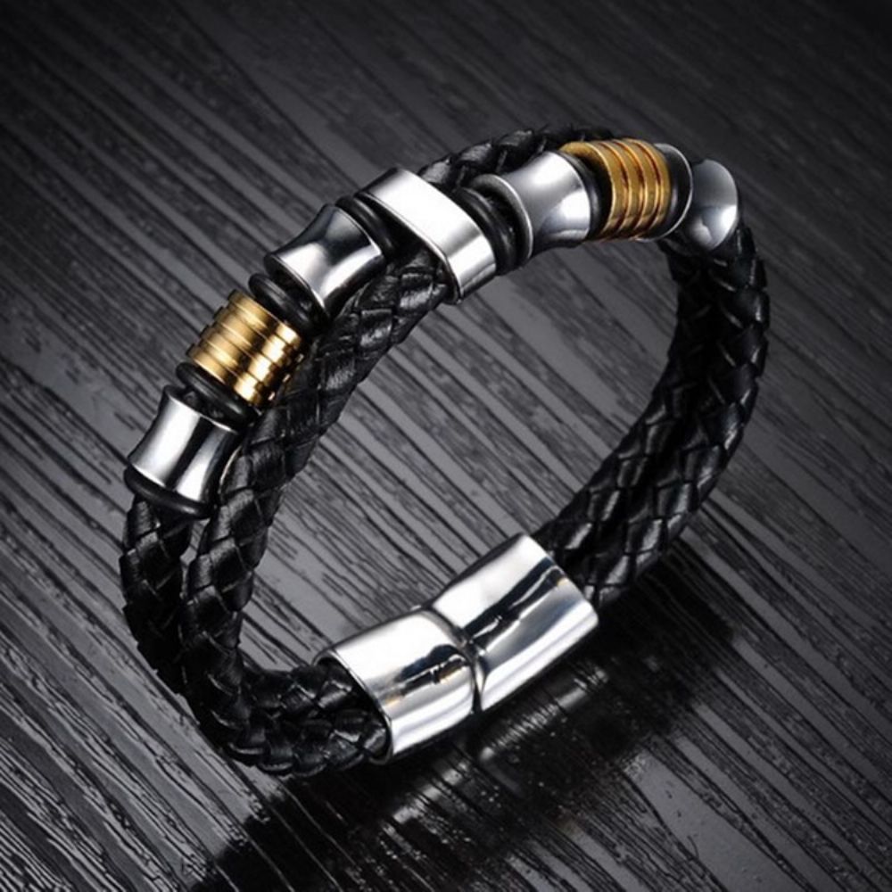 Pulseira Masculina De Tecido De Couro