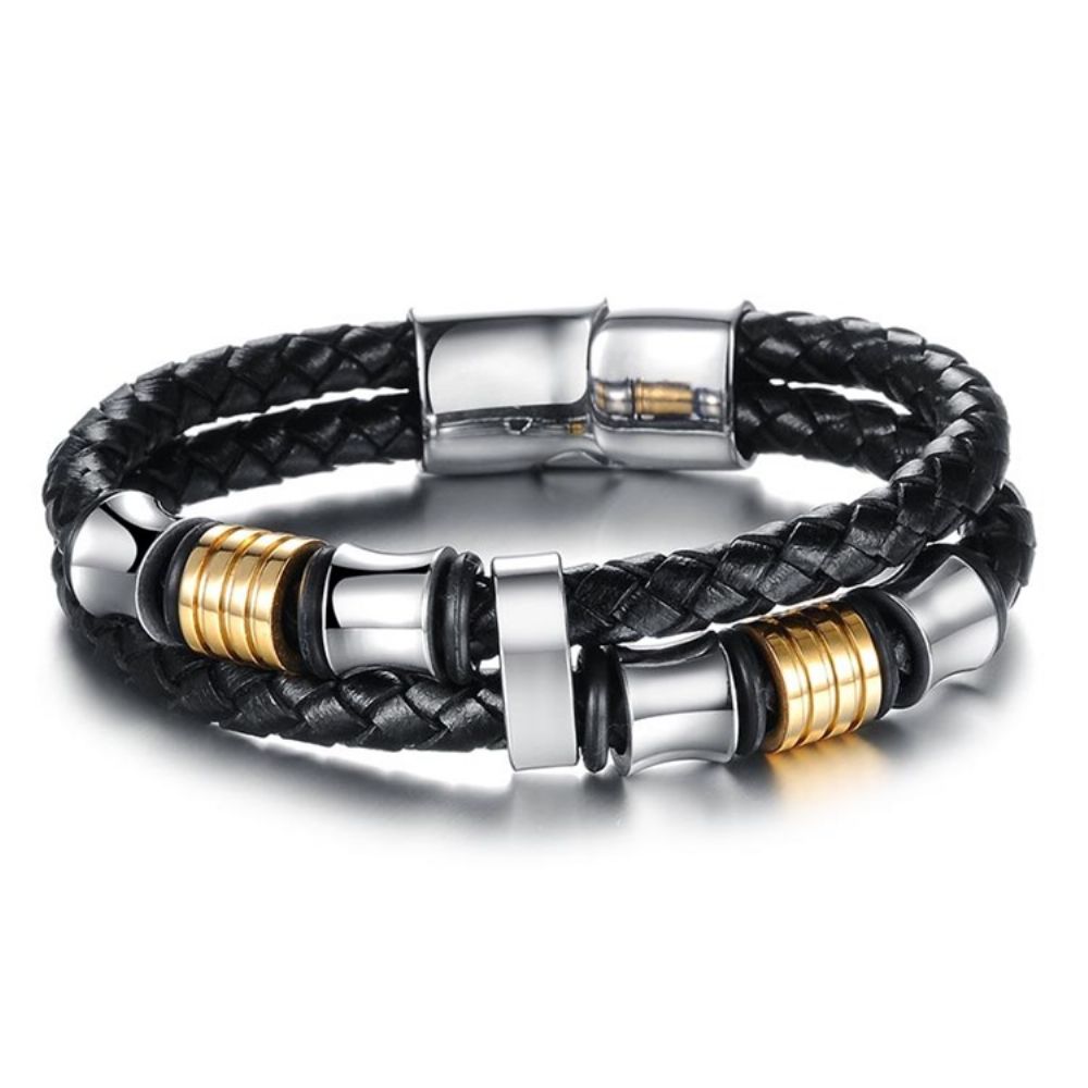 Pulseira Masculina De Tecido De Couro