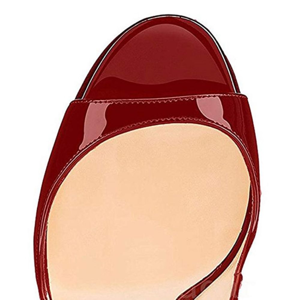 Sandálias Femininas Vermelhas Com Salto Agulha Slingback Strap