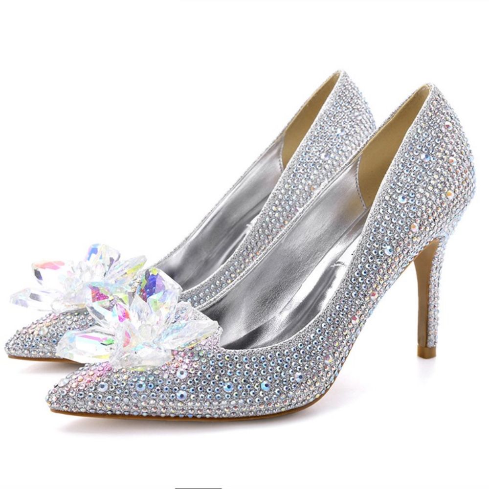 Sapatos Finos Ocidentais De Salto Agulha Com Strass