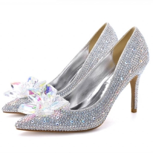 Sapatos Finos Ocidentais De Salto Agulha Com Strass