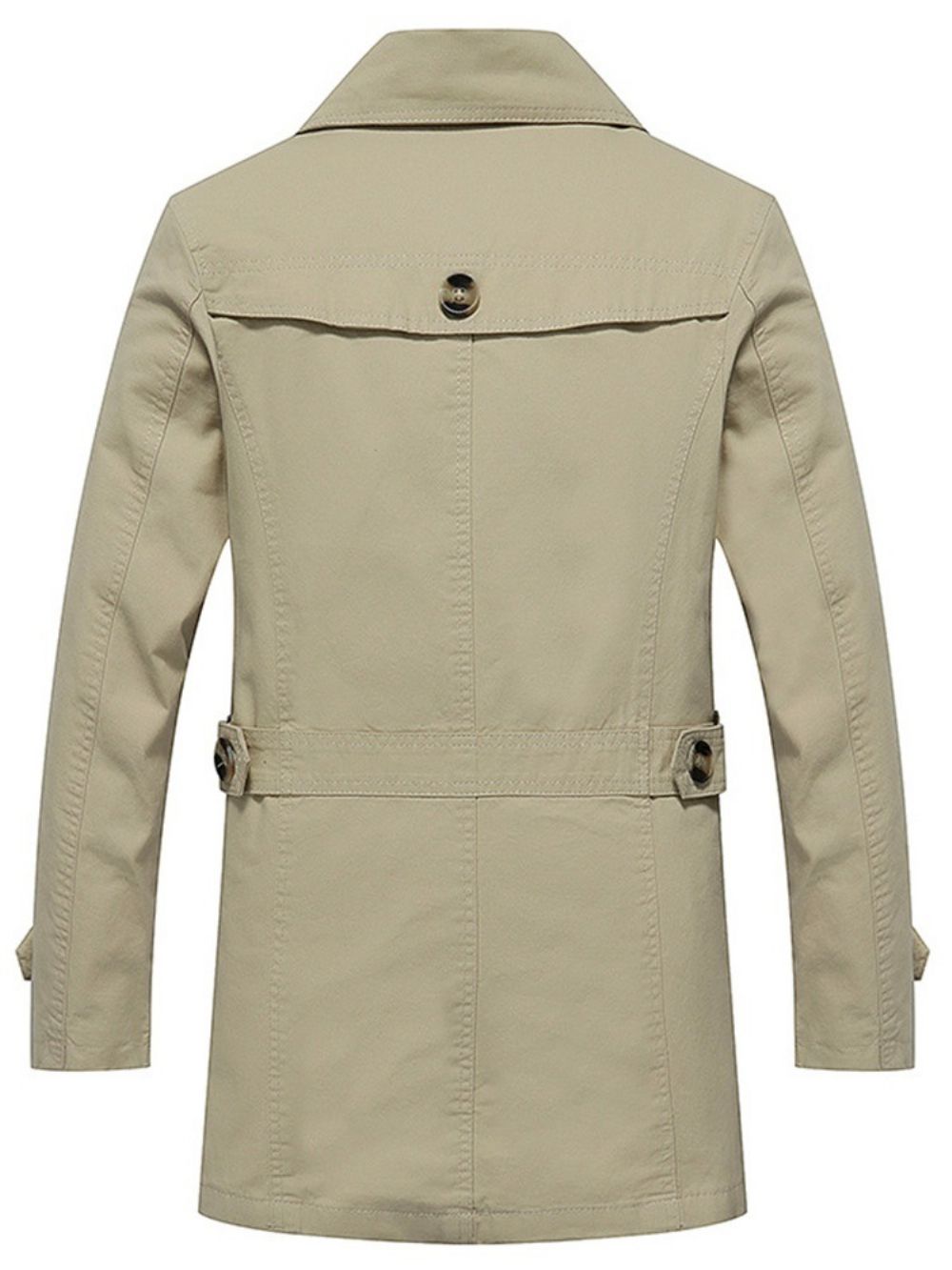 Trench Coat Casual Masculino Liso Com Botão E Comprimento Médio