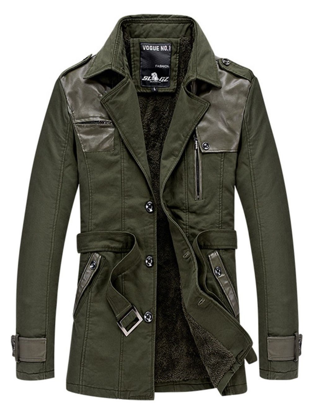 Trench Coat Masculino De Lapela Entalhada Patchwork Cor Sólida