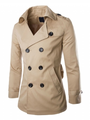 Trench Coat Padrão Simples Com Abotoamento Duplo