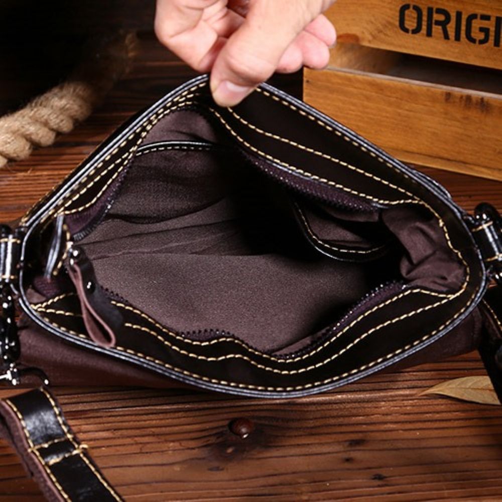 Bolsas De Ombro Masculinas De Pu Simples Com Fio