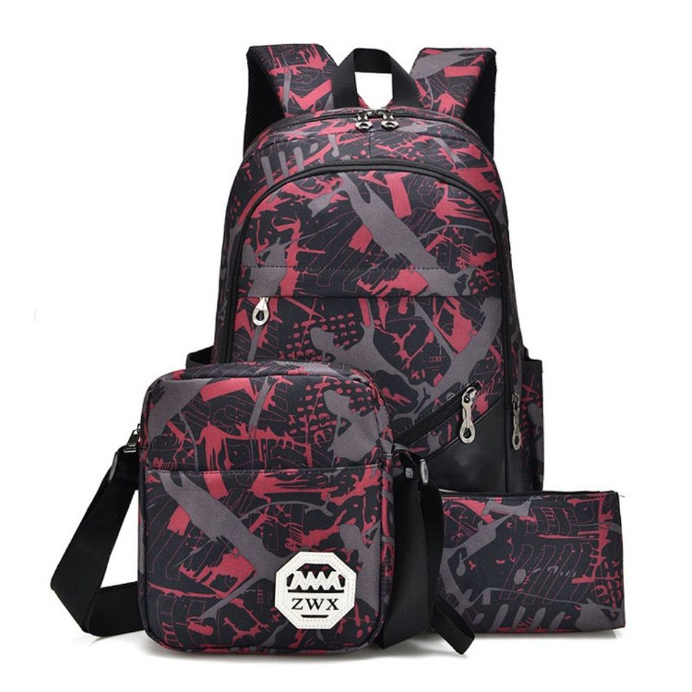 Mochila Masculina De Lona Com Padrão De Camuflagem Na Moda