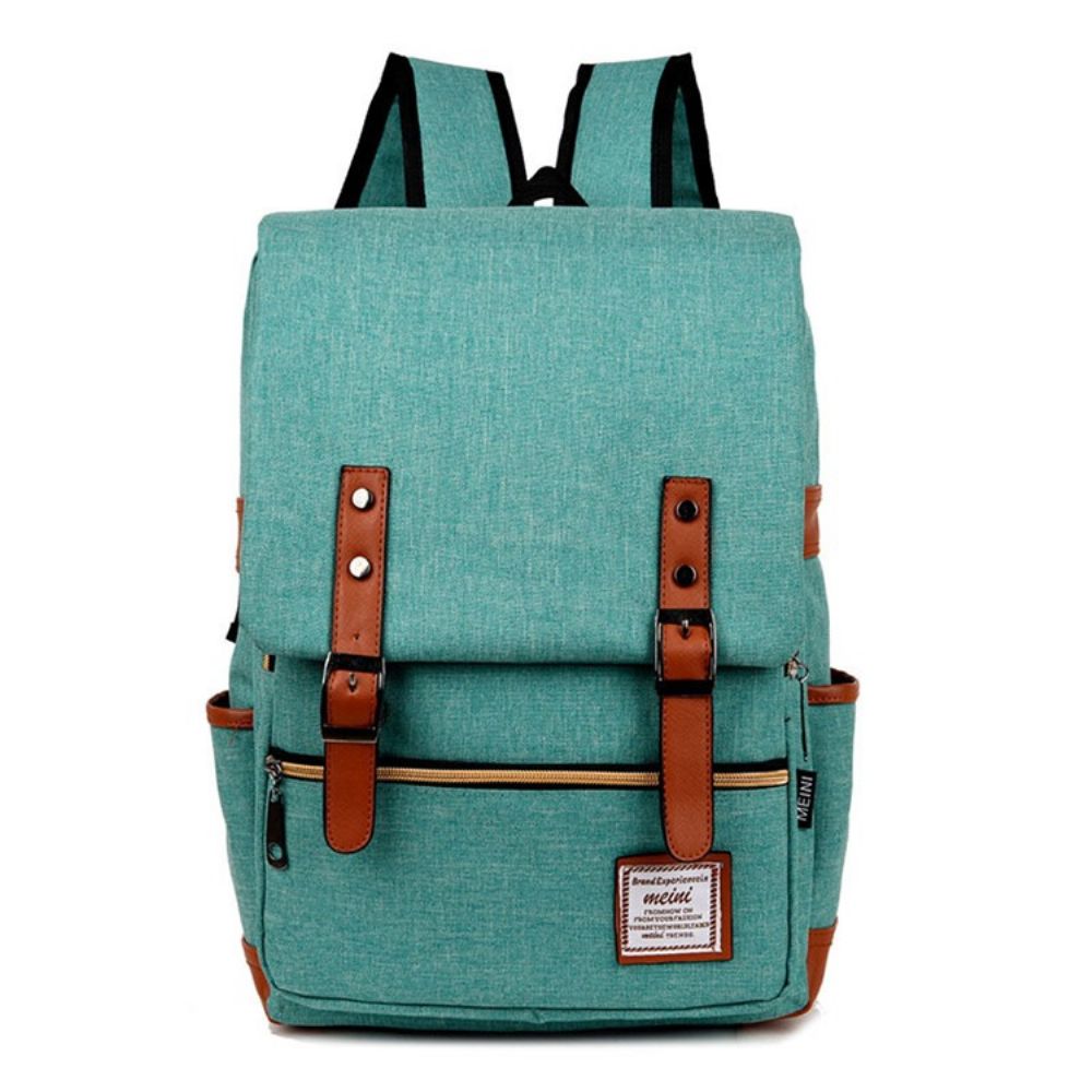 Mochila De Lona Com Design De Retalhos Decorada Com Cinto