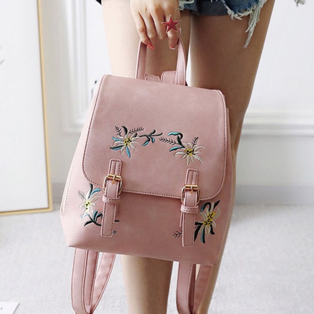 Mochilas Florais Em Pu Decoradas Com Cinto