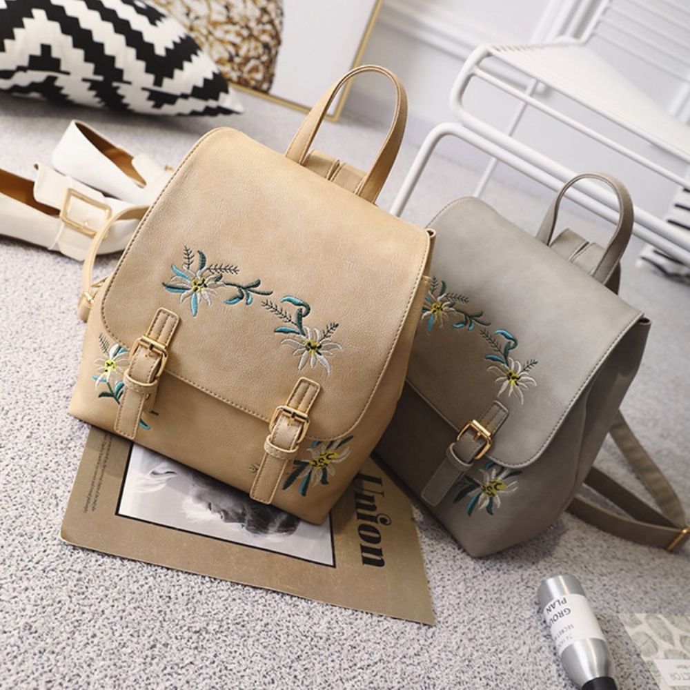 Mochilas Florais Em Pu Decoradas Com Cinto