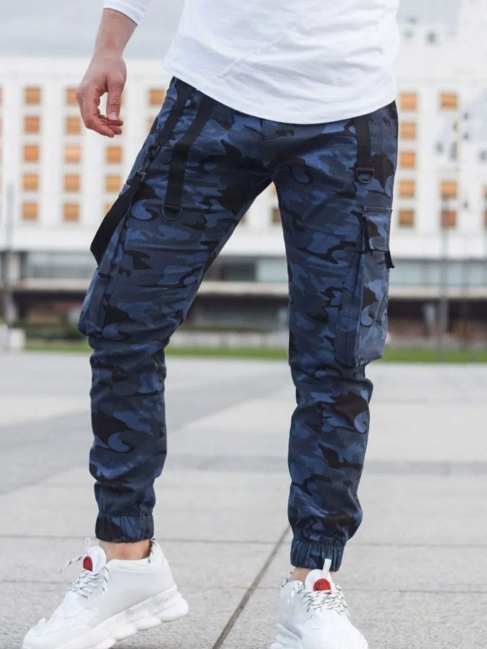 Calça Cargo Calça Lápis Camuflagem Bolso Cintura Média Casual Calça Casual