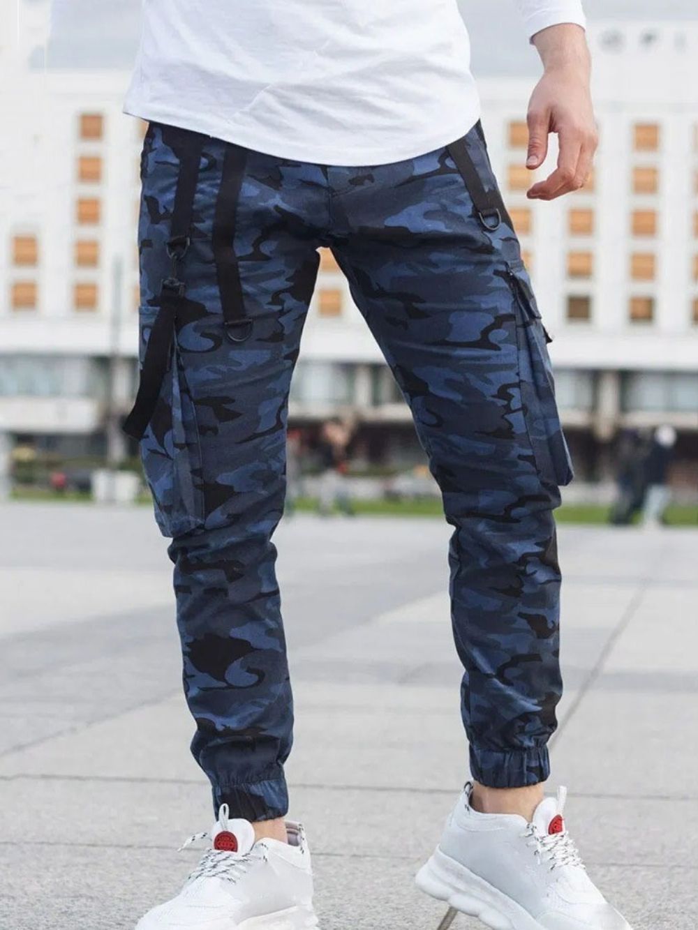 Calça Cargo Calça Lápis Camuflagem Bolso Cintura Média Casual Calça Casual