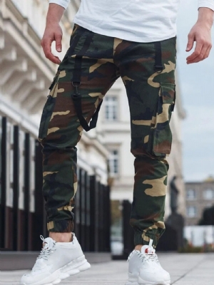 Calça Cargo Calça Lápis Camuflagem Bolso Cintura Média Casual Calça Casual