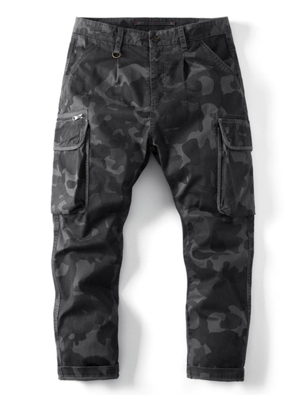 Calça Casual Estampa Camuflagem Com Zíper