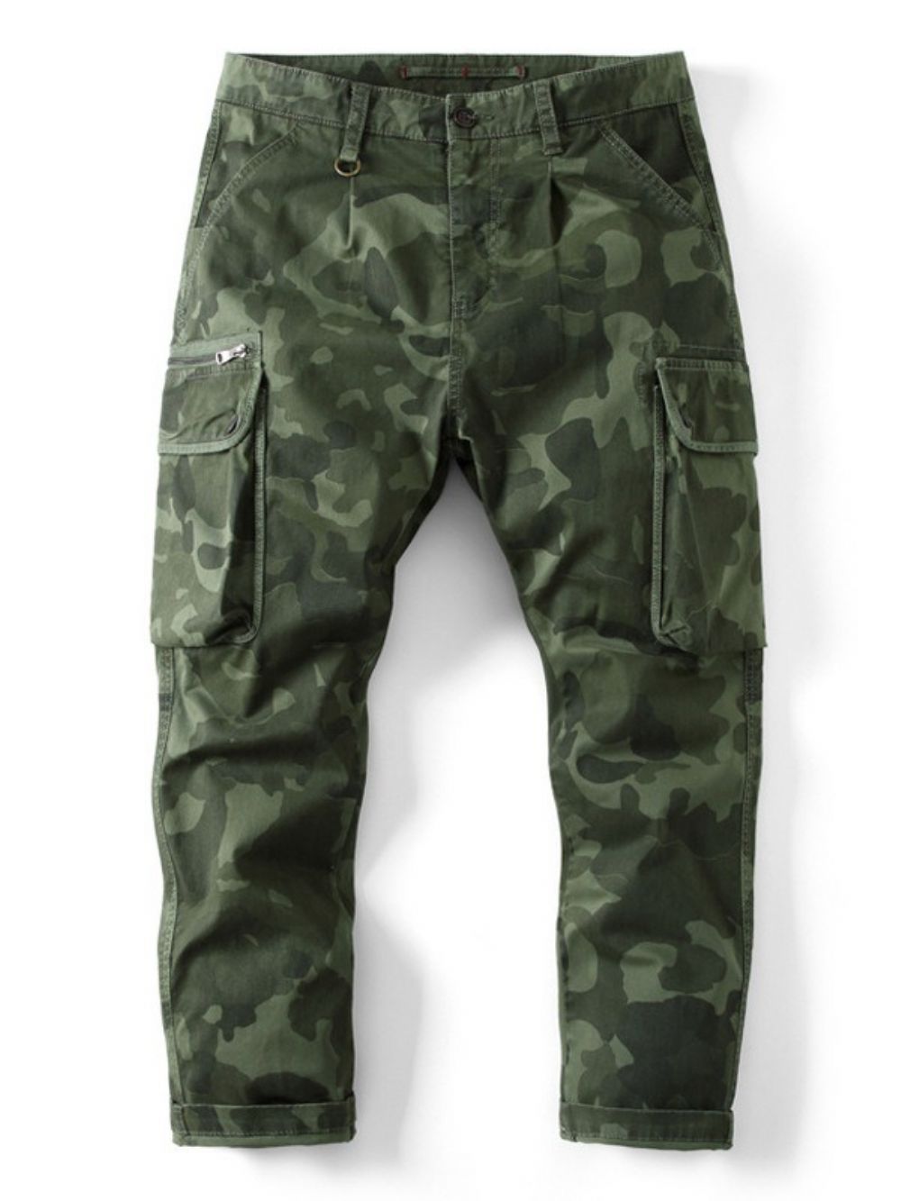 Calça Casual Estampa Camuflagem Com Zíper