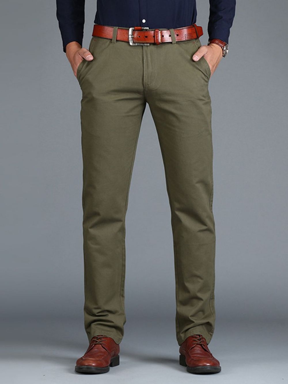 Calça Chinos Masculina Simples Reta Solta Casual