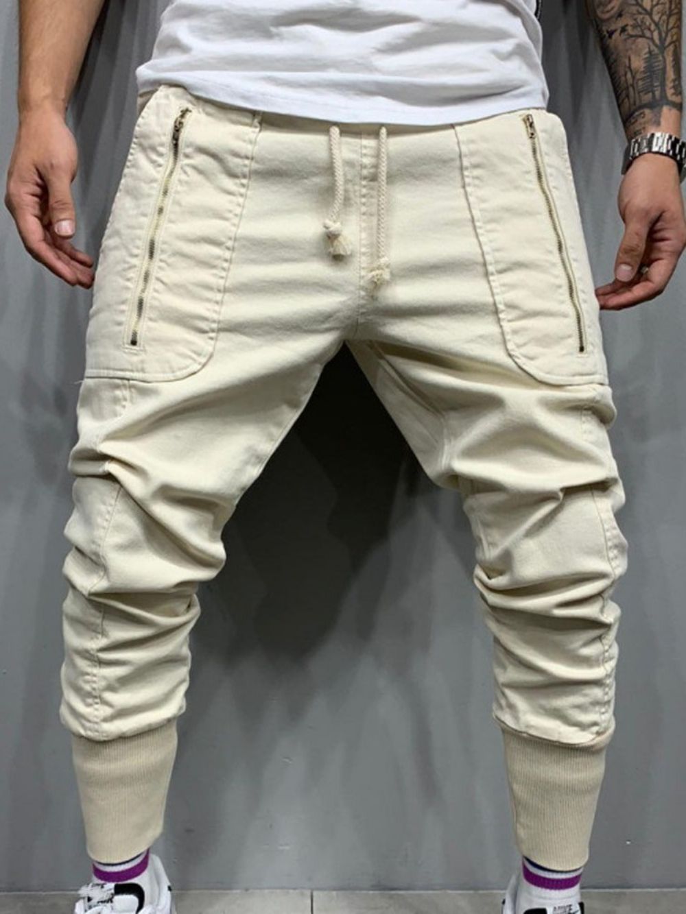 Calça Lápis Bolso Cintura Média Masculina Casual