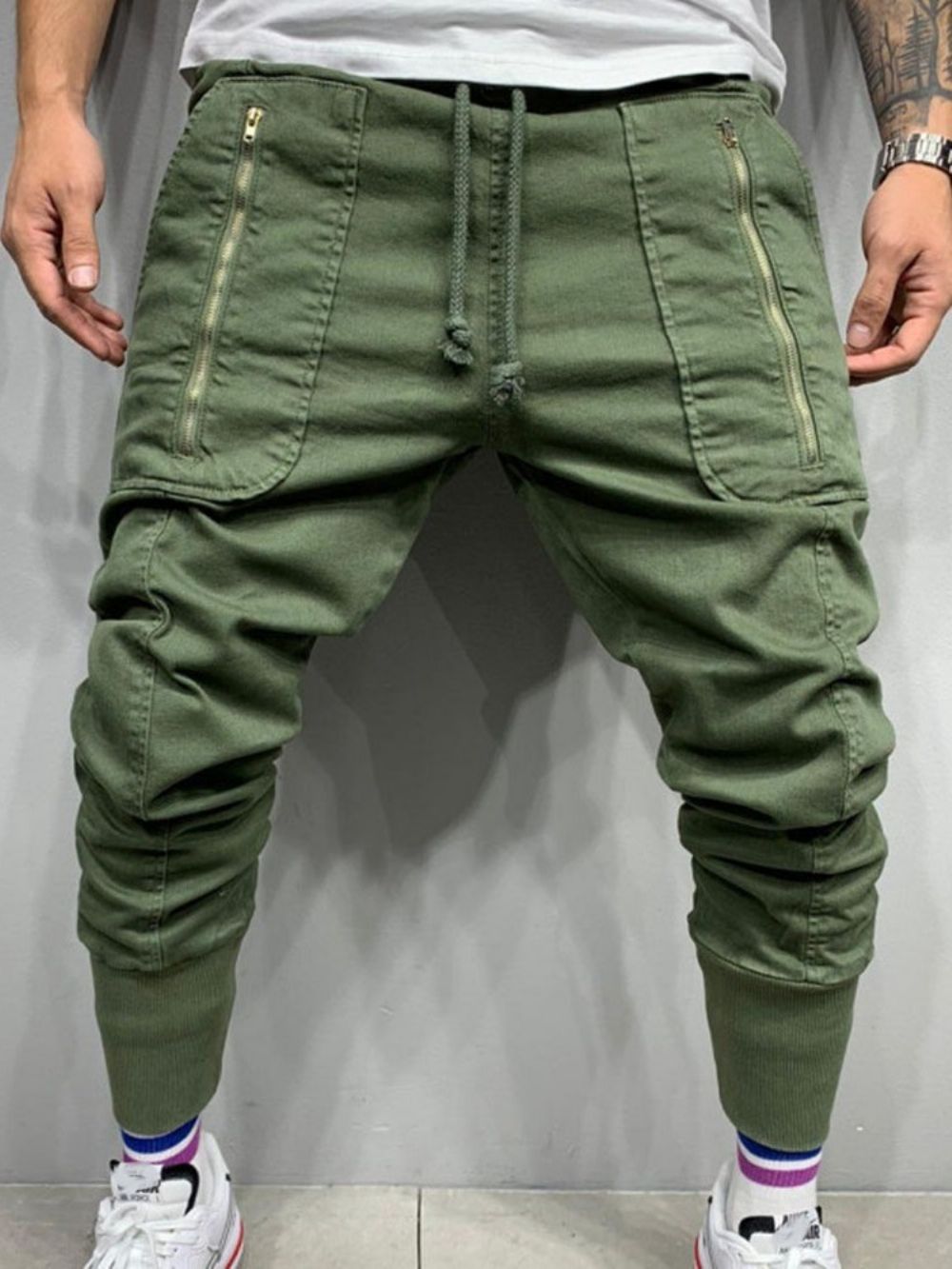 Calça Lápis Bolso Cintura Média Masculina Casual