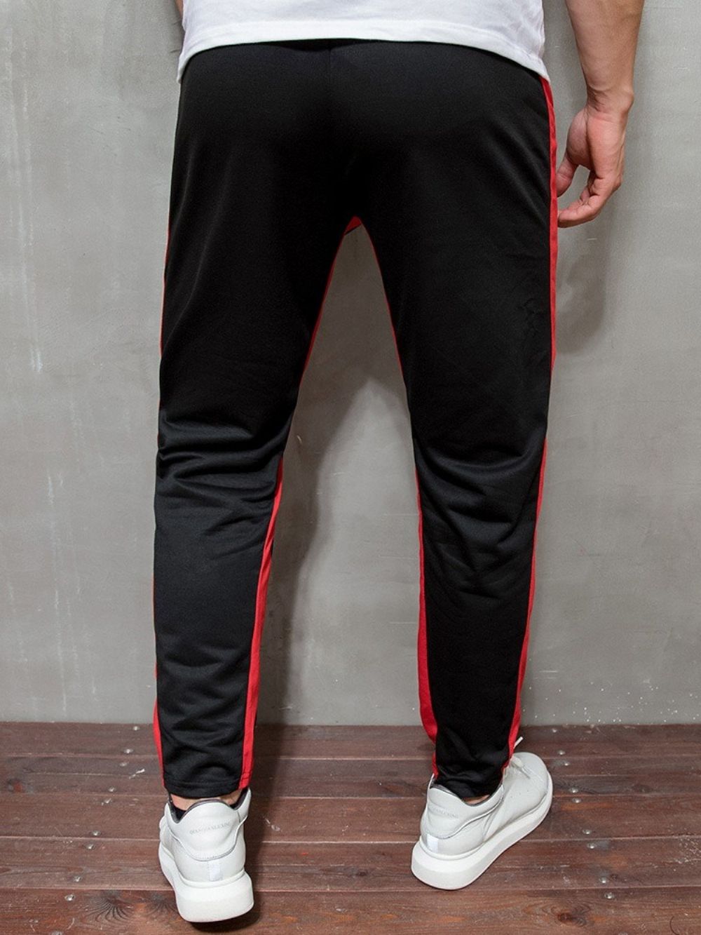 Calça Lápis Color Block Cintura Média Masculina Casual