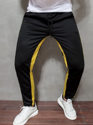 Calça Lápis Color Block Cintura Média Masculina Casual