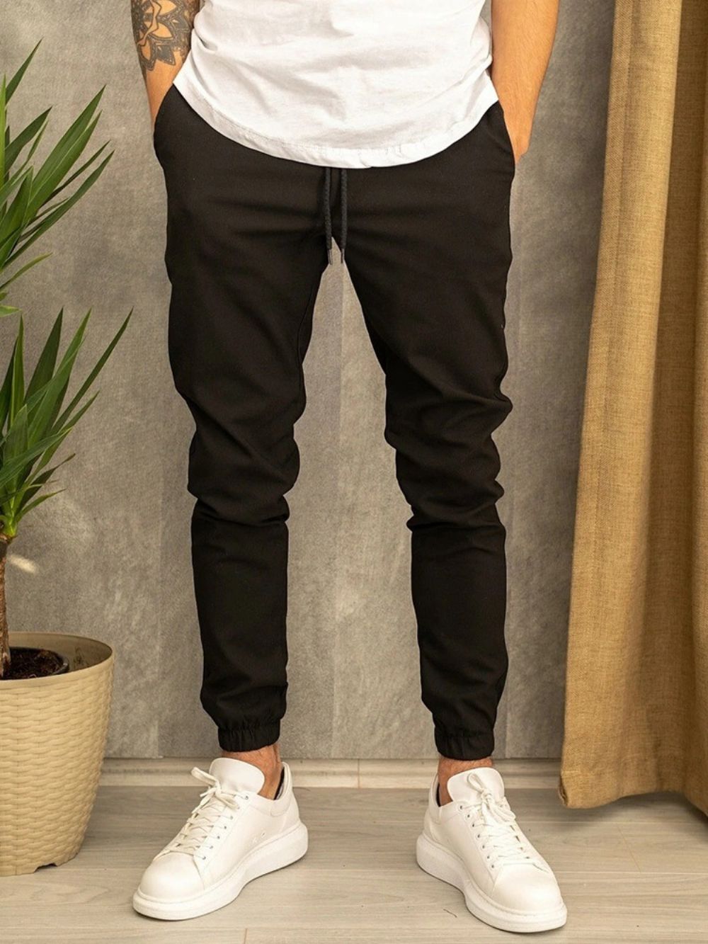 Calça Lápis Com Cadarço Calça Casual Casual Cintura Média Com Amarração