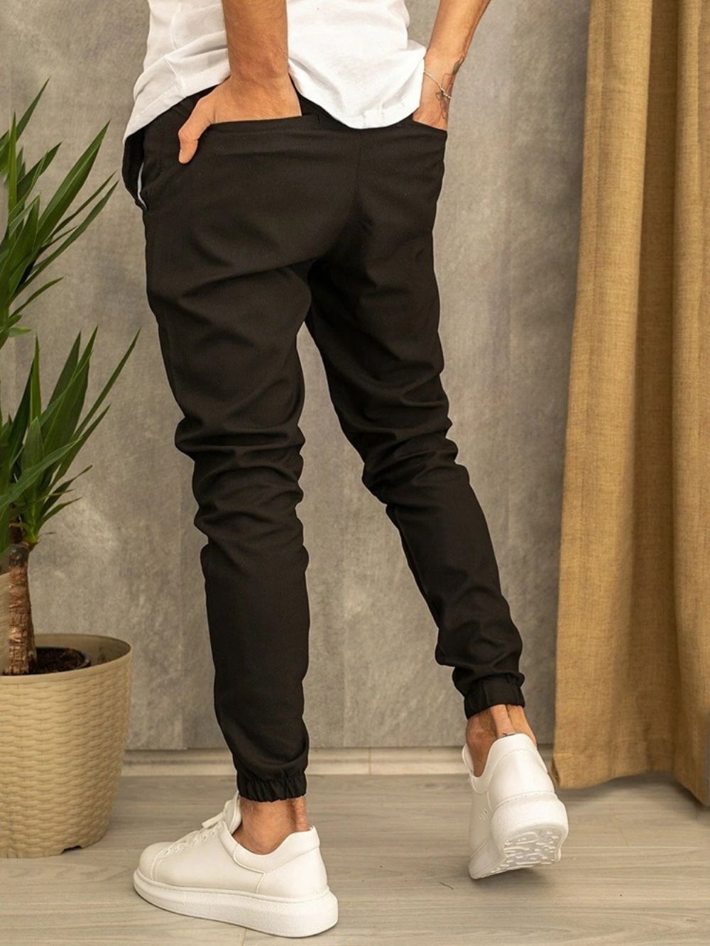 Calça Lápis Com Cadarço Calça Casual Casual Cintura Média Com Amarração