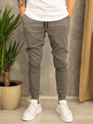 Calça Lápis Com Cadarço Calça Casual Casual Cintura Média Com Amarração