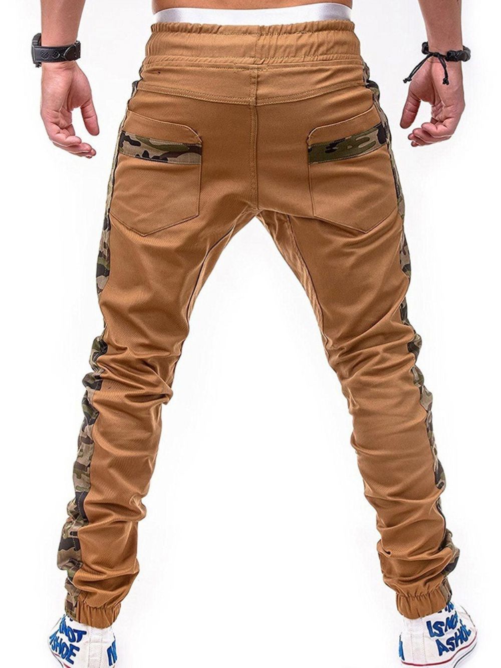 Calça Lápis Estampa Camuflagem Com Cadarço Calça Casual Outono