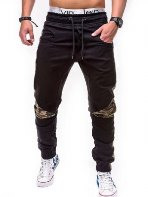 Calça Lápis Masculina Casual Camuflada Com Cadarço