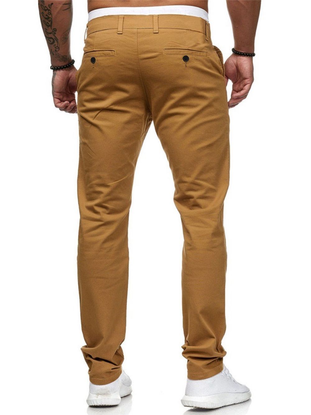 Calça Lápis Masculina Casual Cintura Média Com Zíper Simples