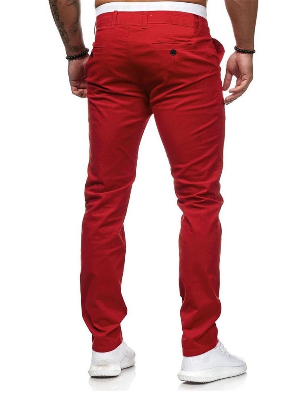 Calça Lápis Masculina Casual Cintura Média Com Zíper Simples