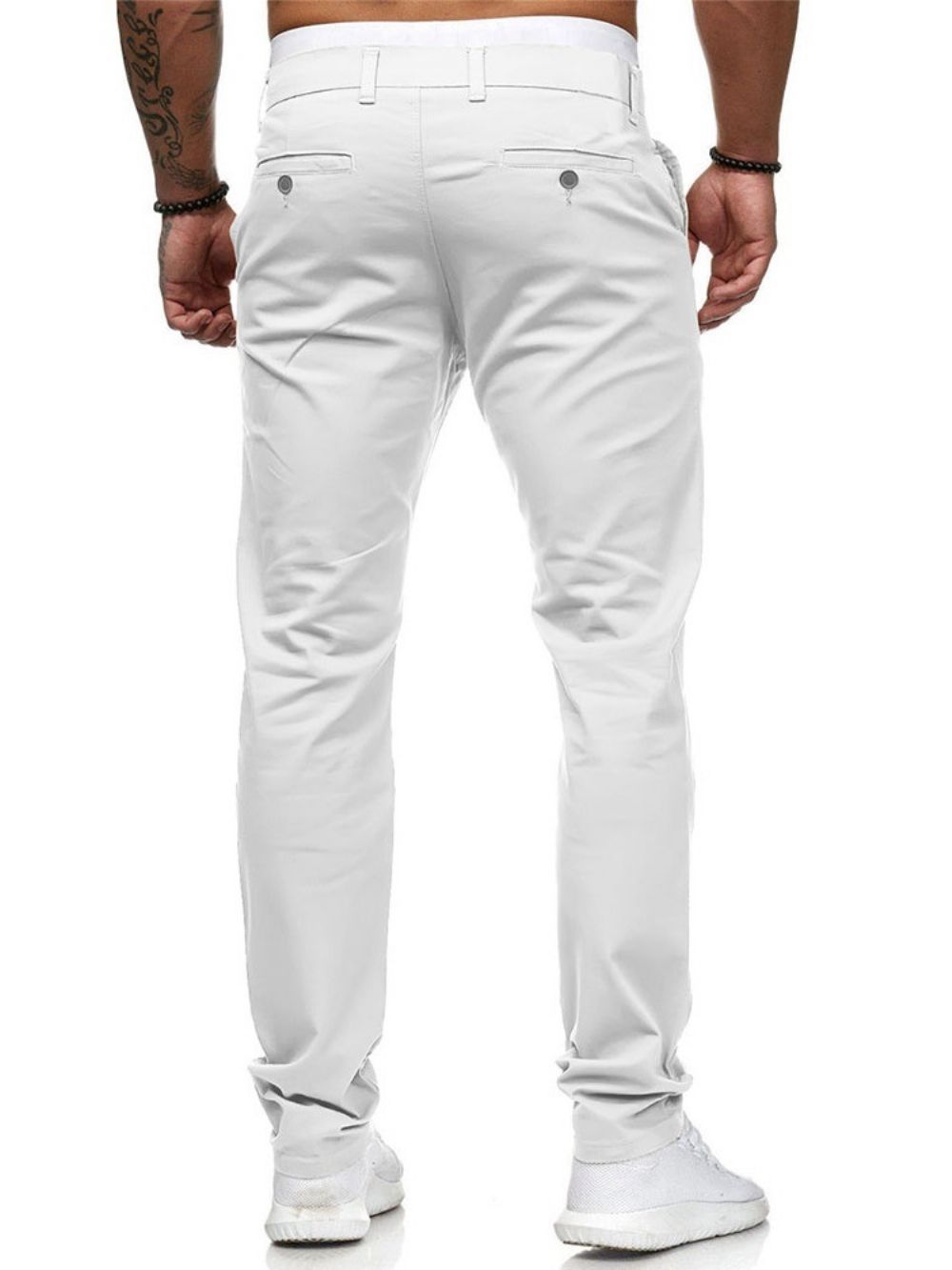 Calça Lápis Masculina Casual Cintura Média Com Zíper Simples